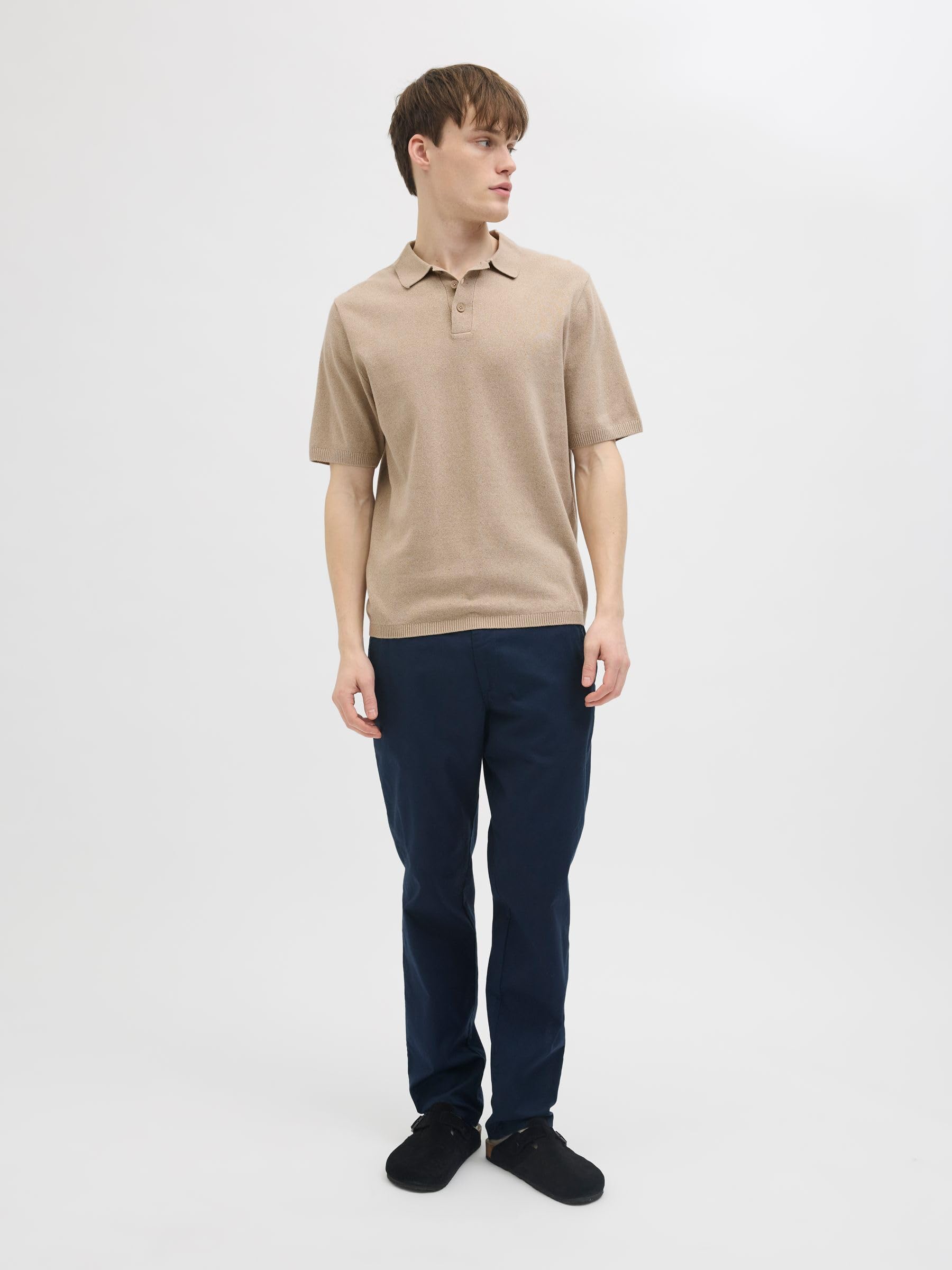 JJ REBEL Jrebcallum Knit Polo Ss, Crockery., L