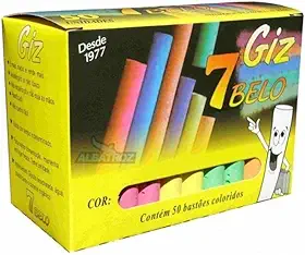 Giz Escolar Colorido Plastificado 50 unidades