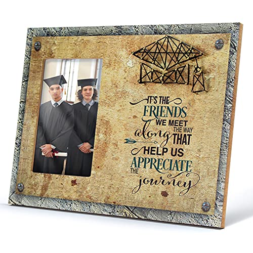 THYGIFTREE 2022 Graduation Gifts for Him-It s The Friends We Meet-4x6 Rustic Graduation Picture Frame Collage with 3D String Art-Best Friend Gifts from Buddy Schoolmate Brothers