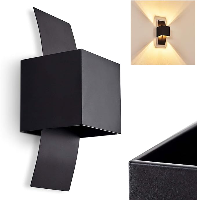 hofstein Wandlamp Baltimore, moderne kamerlamp van metaal in zwart, 1-lamps wandlamp met up & down lichteffect, 1 x G9, zonder gloeilampen