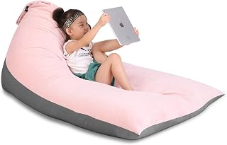 Velvet Stuffed Animal Storage Bean Bag Chair – Pink & Grey