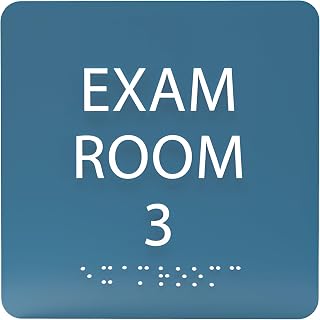6" X6" Exam Room 3 Sign - ADA Compliant Tactile Graphics Grade 2 Braille Text Acrylic Wall Signs - Educational Institution Directional Assistance Test Center Door Sign for Schools