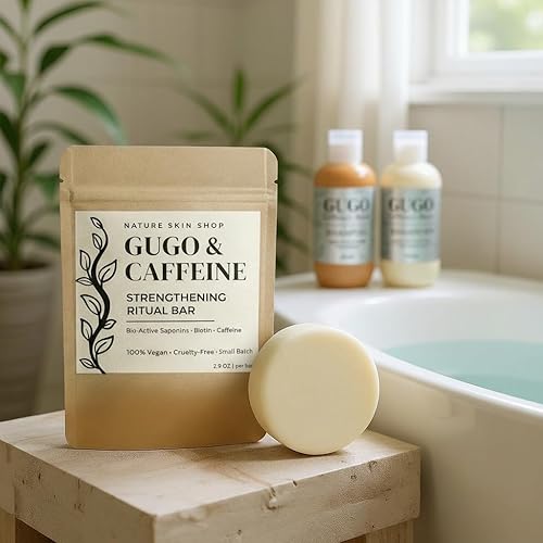 Miniatura 7 de Nature Skin Shop Gugo Barra de champú para el crecimiento y adelgazamiento del cabello, tratamiento anticaídas con biotina y cafeína, sin sulfatos