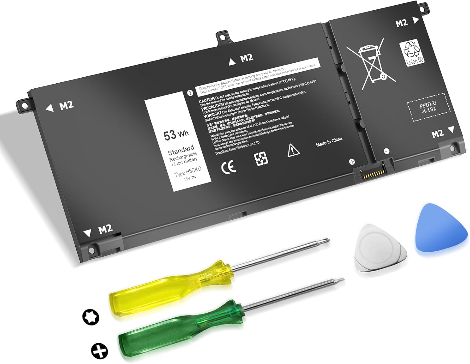 53Wh H5CKD 15V Battery Compatible with Dell 5400 7300 7506 2-in-1 5406 7405 7306 7500 Silver 5300 5408 5409 5301 5401 5402 5501 5502 5508 5509 Latitude 3410 3510 Vostro 5300 5301 7T8CD