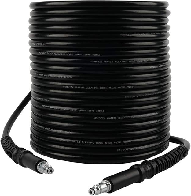 Fai Top 15M High Pressure Hose with Quick Connector Compatible for Bosch AQT High Pressure Washers (15M, Black)