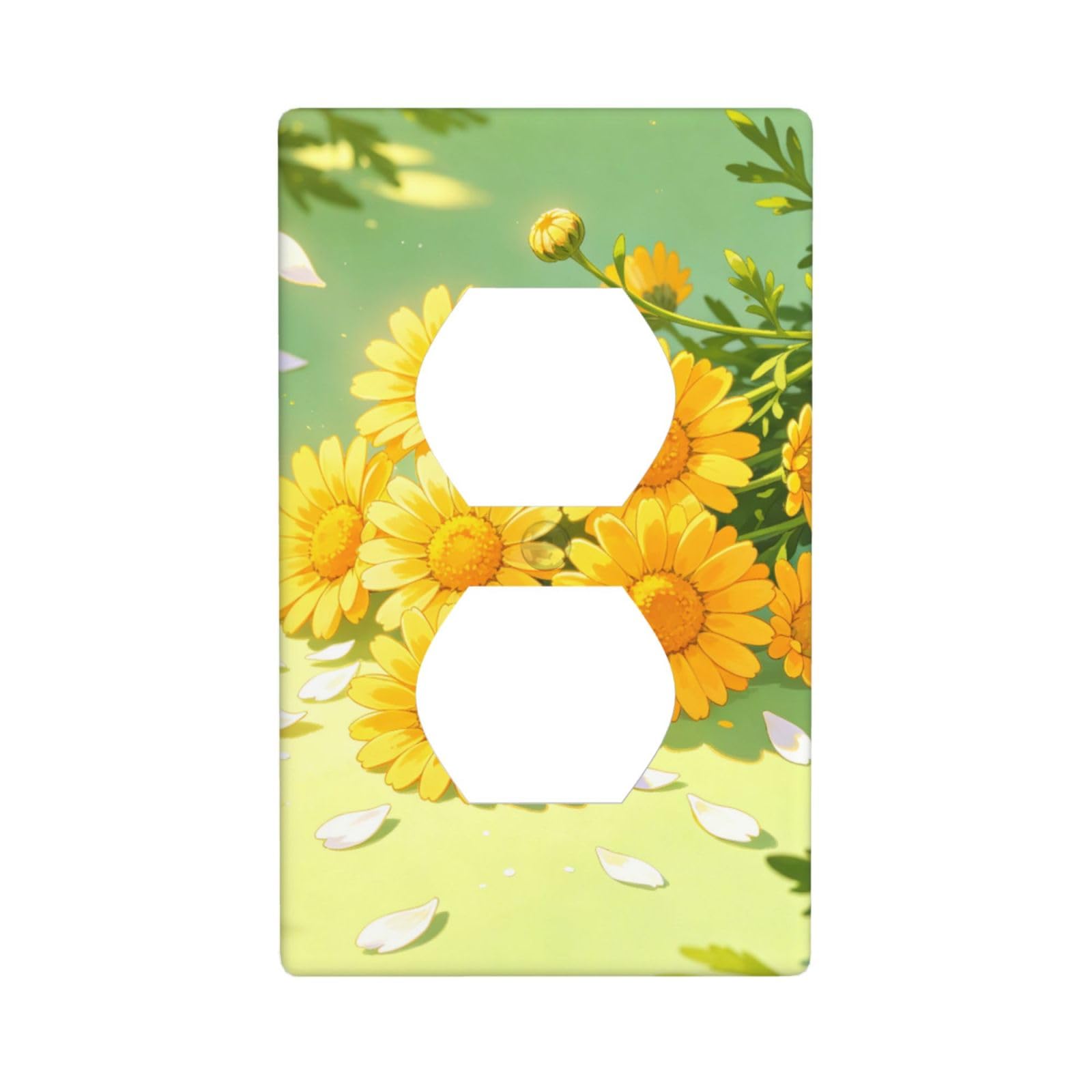 Yellow Daisy Pattern Decorative Switch Plate Cover-Unbreakable Polycarbonate Wall Plate for Home Office, 1 Gang with Screws