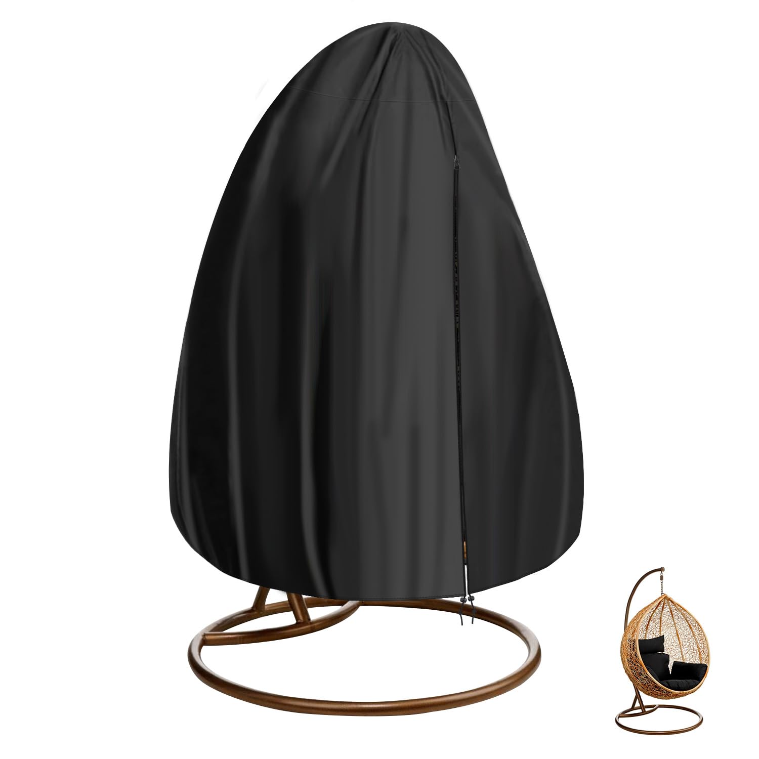 Funda para Silla Colgante Impermeable Cubierta de Silla Colgante Exterior Fundas para Sillas Colgantes con Cremallera, Tela Oxford Cubierta para Mecedora, Sillón Colgante, 190x115cm