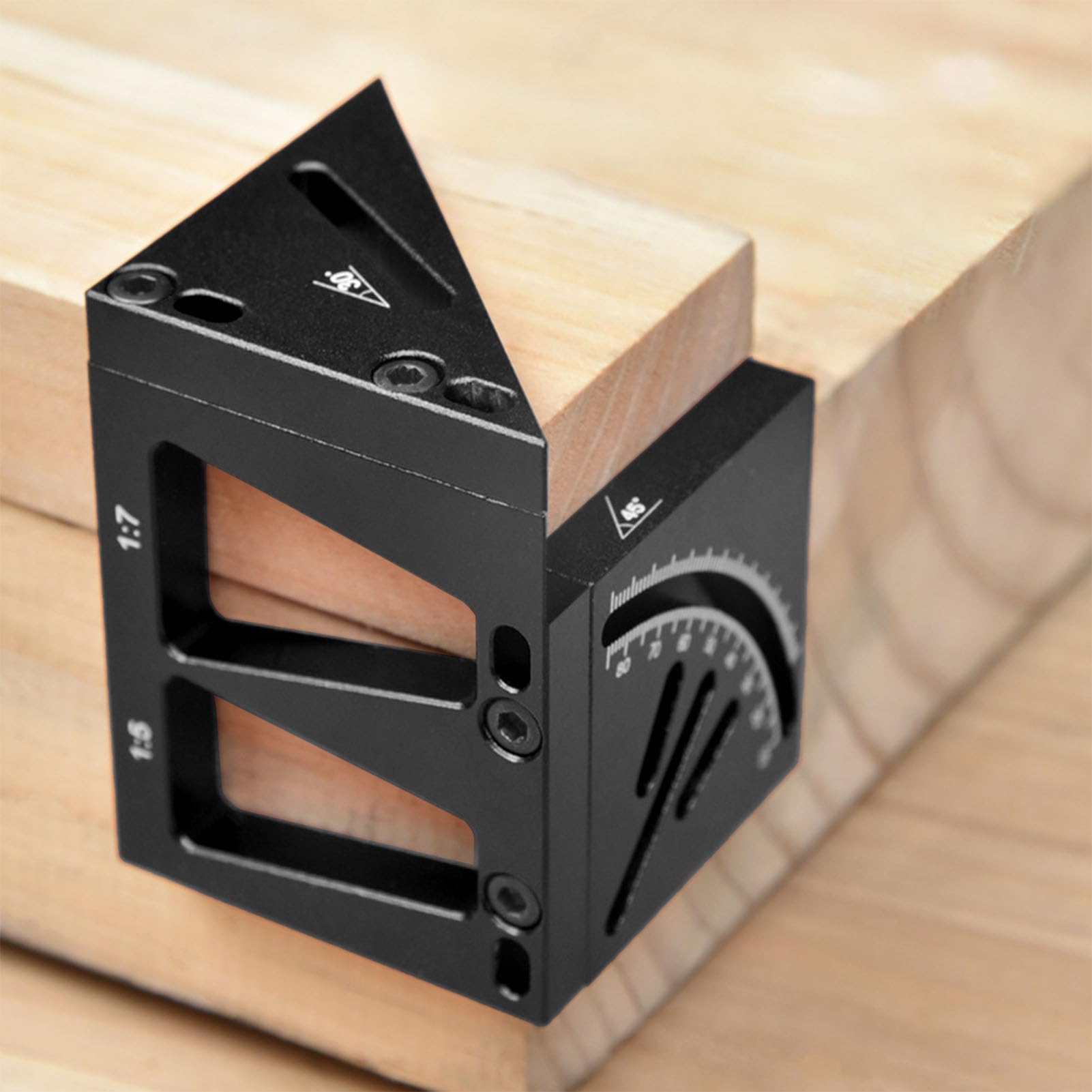 Cuadrado profesional para carpintería 3D: herramienta de medición de múltiples ángulos de aleación de aluminio, ideal para carpinteros y entusiastas del bricolaje, regla y