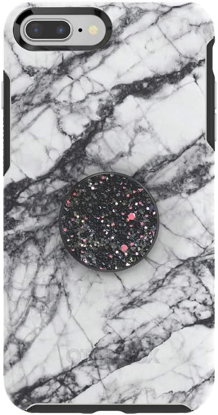 Big Sale Otter + Pop for iPhone 7+ and 8+: OtterBox Symmetry Series Case with PopSockets Phone Grip and Phone Stand, PopGrip, Collapsible, Swappable Top, White Marble and Sparkle Black