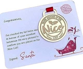 Christmas Eva Medal with Greeting Cards, Card, Christmas Eve Nice List Medal Greeting, Badge Christmas Greeting Cards, Medal Greeting Card, Great Cards Gifts (Color : B)