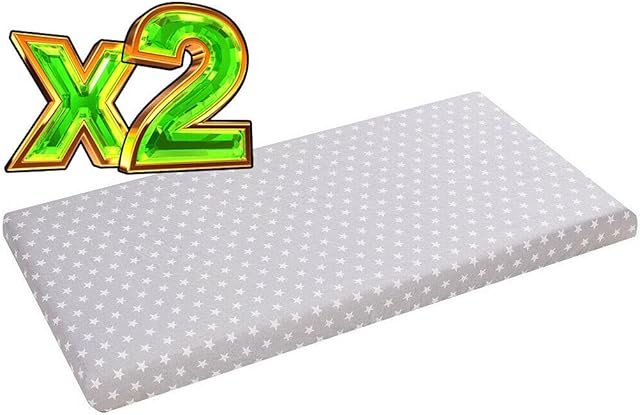 Pack of 2 fitted sheet jersey stretchy fit junior bed 160x80 Small Stars on Grey