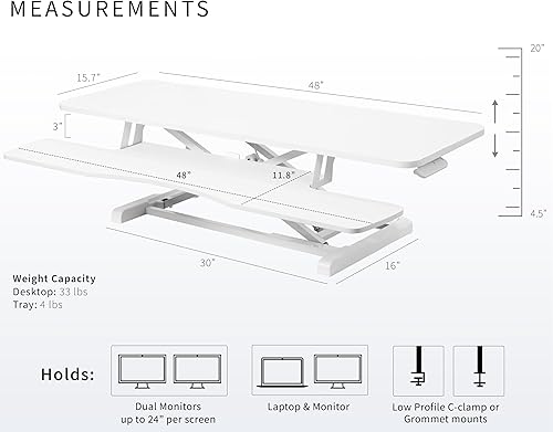 Vista 143 de VIVO DESK-V026KP - Convertidor de escritorio de 26 pulgadas, serie K, elevador de altura ajustable, para monitores y laptops, bandeja ancha