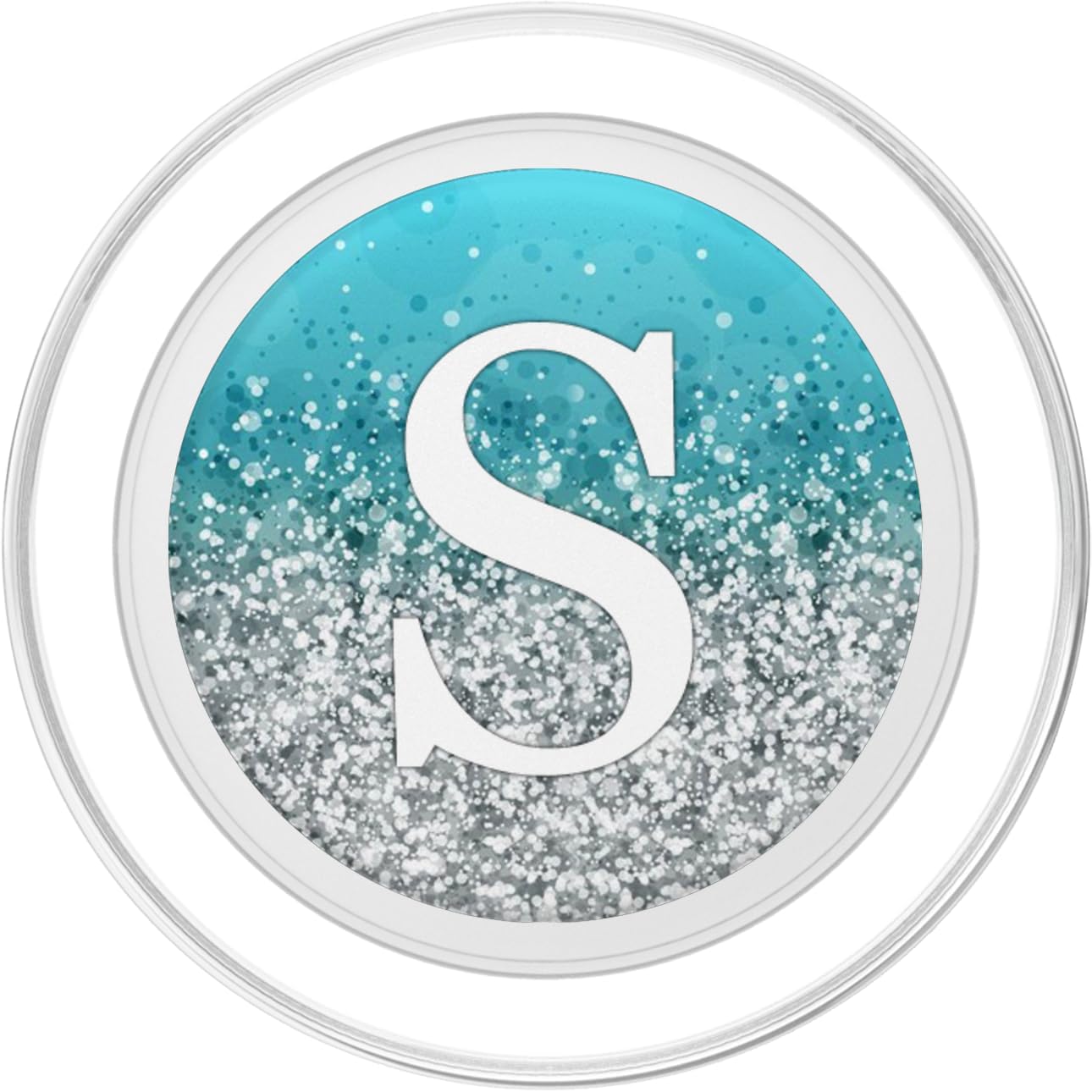 Letter S. White Initial Light Blue Grey Design PopSockets PopGrip: Swappable Grip for Phones & Tablets PopSockets PopGrip for MagSafe