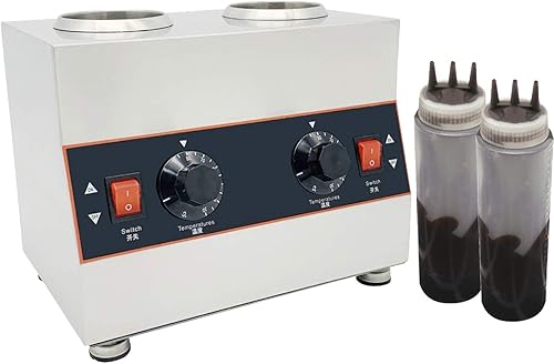 Miniatura 7 de Calentador de botellas de salsa con botellas exprimibles, calentador de salsa de chocolate y queso, dispensador de salsa de caramelo (plata (botella