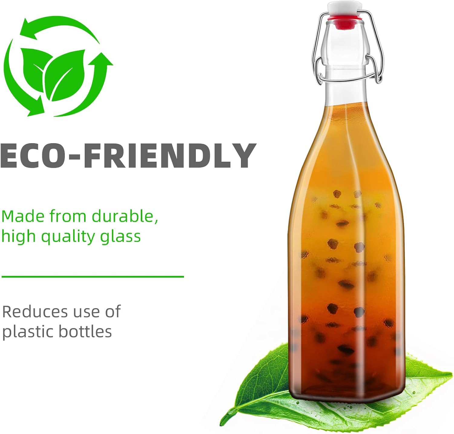 1Pc (25oz Square) clear Swing Top Brewing Bottles with Leak Proof Easy Caps, Glass Beer Bottle Flip Top Bottles For Kombucha, Kefir, Vanilla Extract, Beer (25oz Square)