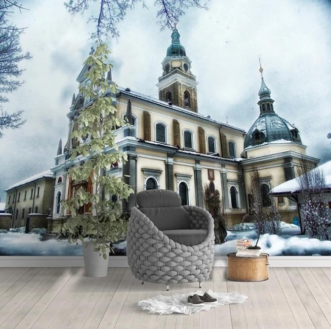 Papier peint château de neige pour donner du cachet à un mur de salon ou fond de café