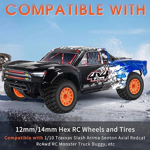 Miniatura 2 de GLOBACT Ruedas y neumáticos RC de 0.472 in y 0.551 in, neumáticos de carrera corta 1/10 RC para Arrma Senton Fury Slash Axial Redcat, repuesto