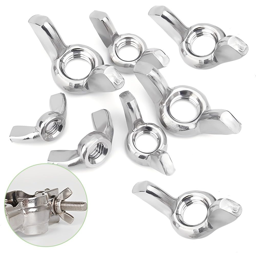 10 Pezzi M6 Dado a Farfalla - Dado Ad Alette Dadi ad Alette in Acciaio Inox 304 Dadi a Galletto per Fissaggio Fai da te Fasteners Hardware Forma di Farfalla