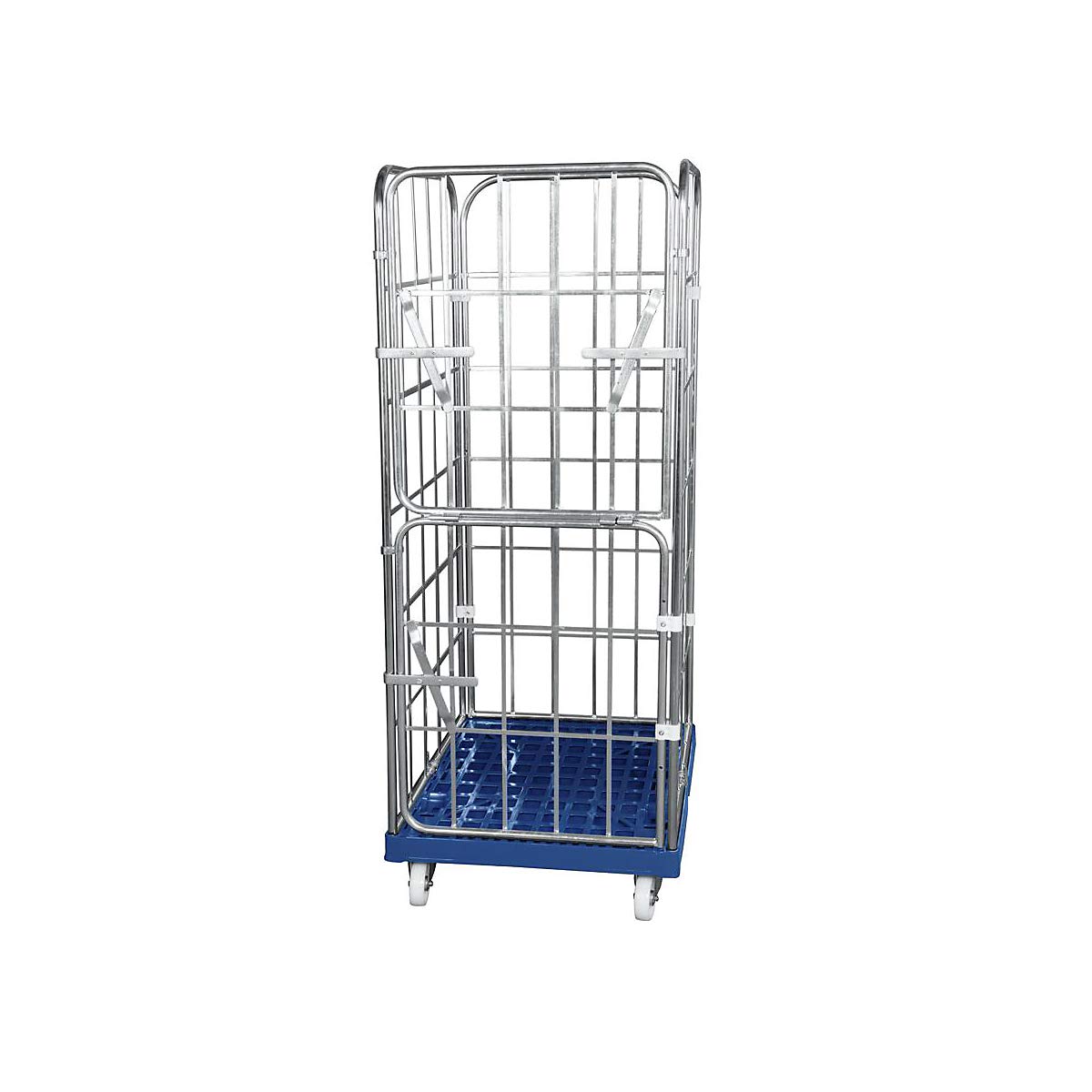 Roll-conteneur avec socle roulant en plastique, 4 côtés, galvanisé
