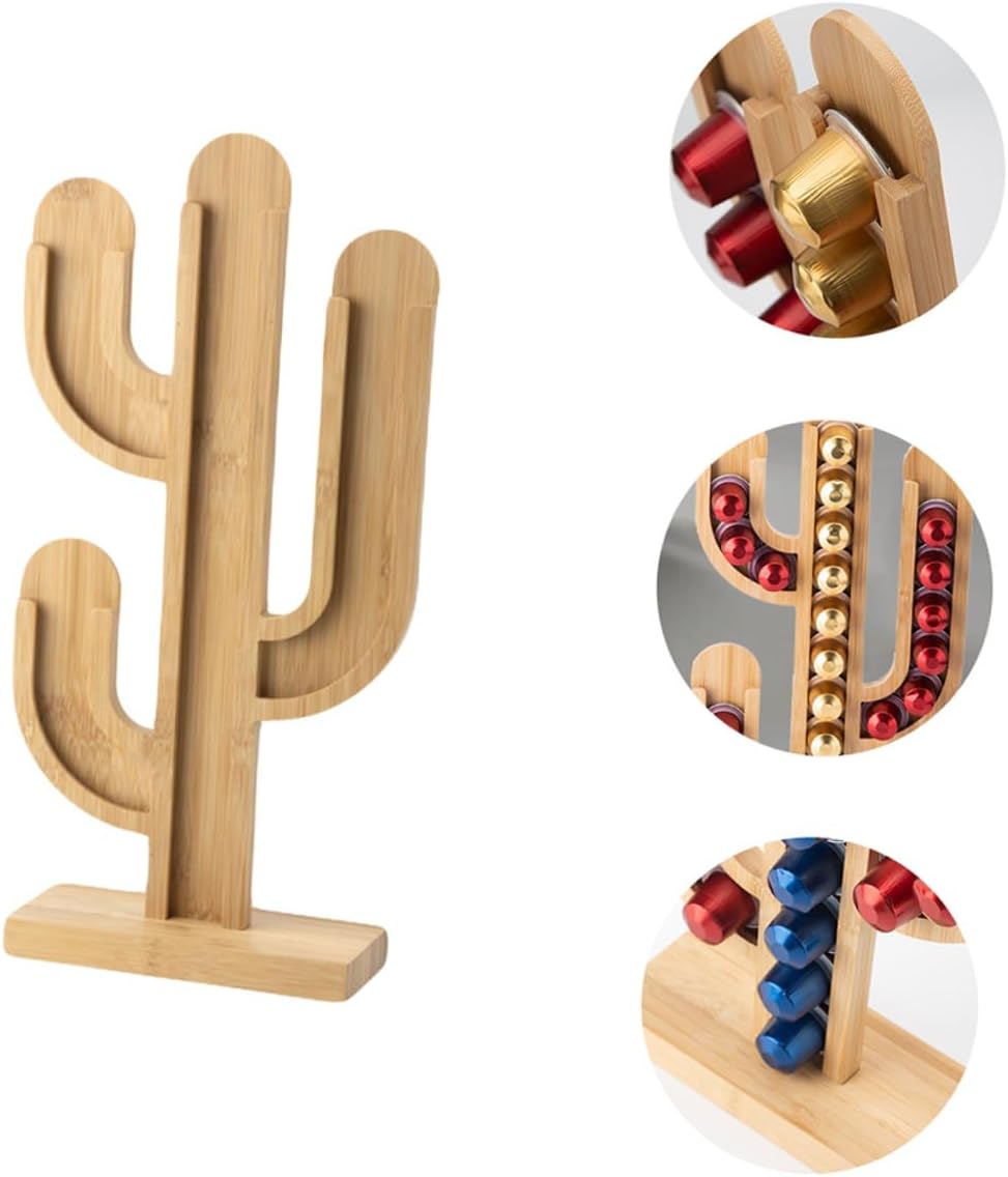 Cactus Coffee Pod Holder Large Capacity Office Organizer Compact Kitchen Bar Storage Rack Decorative Gift for Home and Workspace