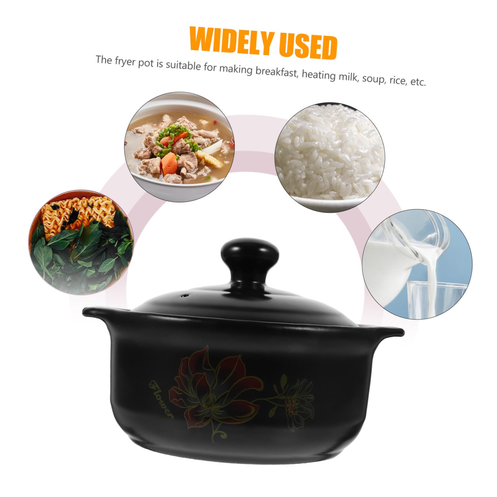 Casseruola in Ceramica Nera 1600ml per Cottura e Zuppe