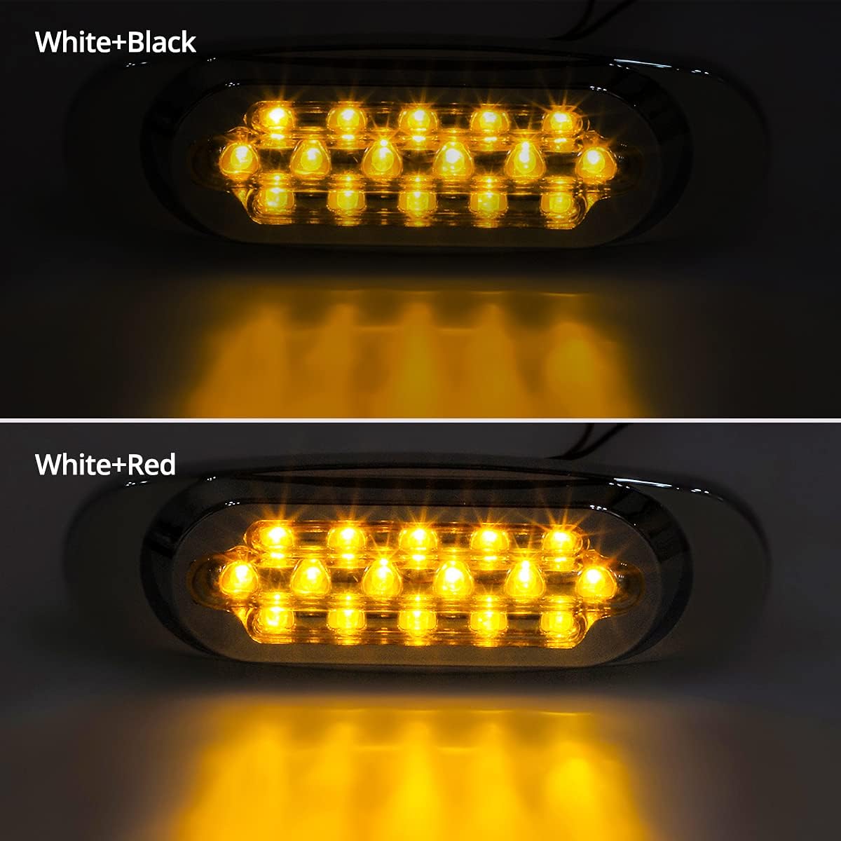 Partsam 10Pcs 6.5 Inch Clear Lens Amber Led Oval Marker Light 16 Diodes Sealed Flush Mount Led Side Marker Lights Turn Signal Lights Cab Panel Lights Replacement for Kenworth/Peterbilt