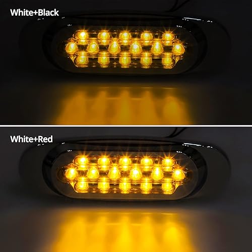 Miniatura 3 de Partsam 14 luces intermitentes de 6.5 pulgadas, color ámbar, 16 LED, cromadas, montaje empotrado, luces de liquidación para remolque semirremolque,