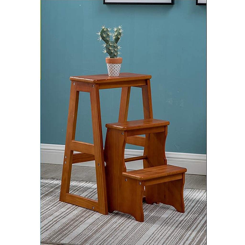 Tabouret d'échelle pliable portatif 3 niveaux : chaise escalier bois d'intérieur