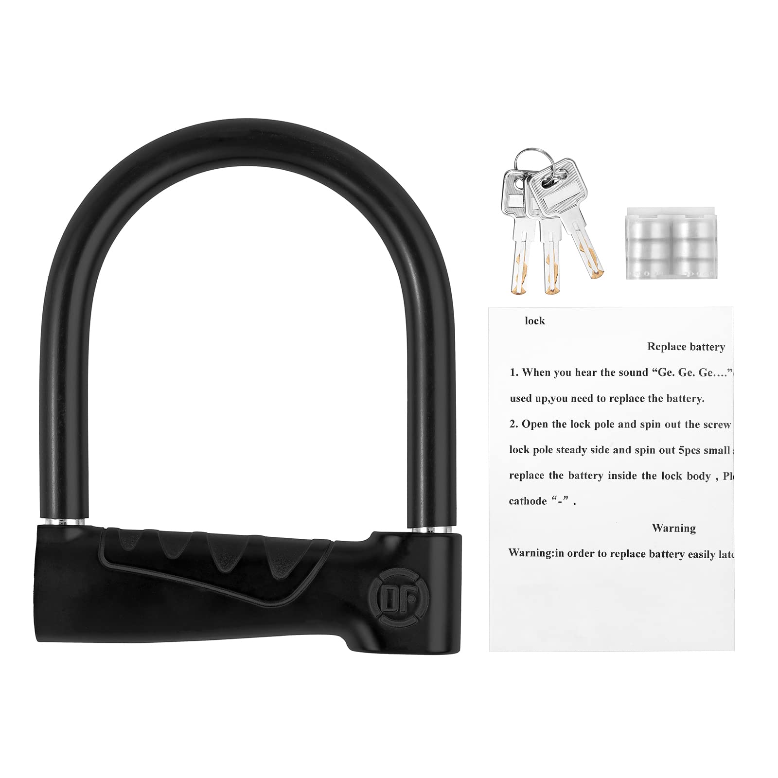 EYPINS Lucchetto a U con 110dB Allarme Resiste a 20 Tonnellate di Cesoie Idrauliche Antifurto e Allarme Impermeabile,con Chiave e Batteria per Bici, Scooter, Moto