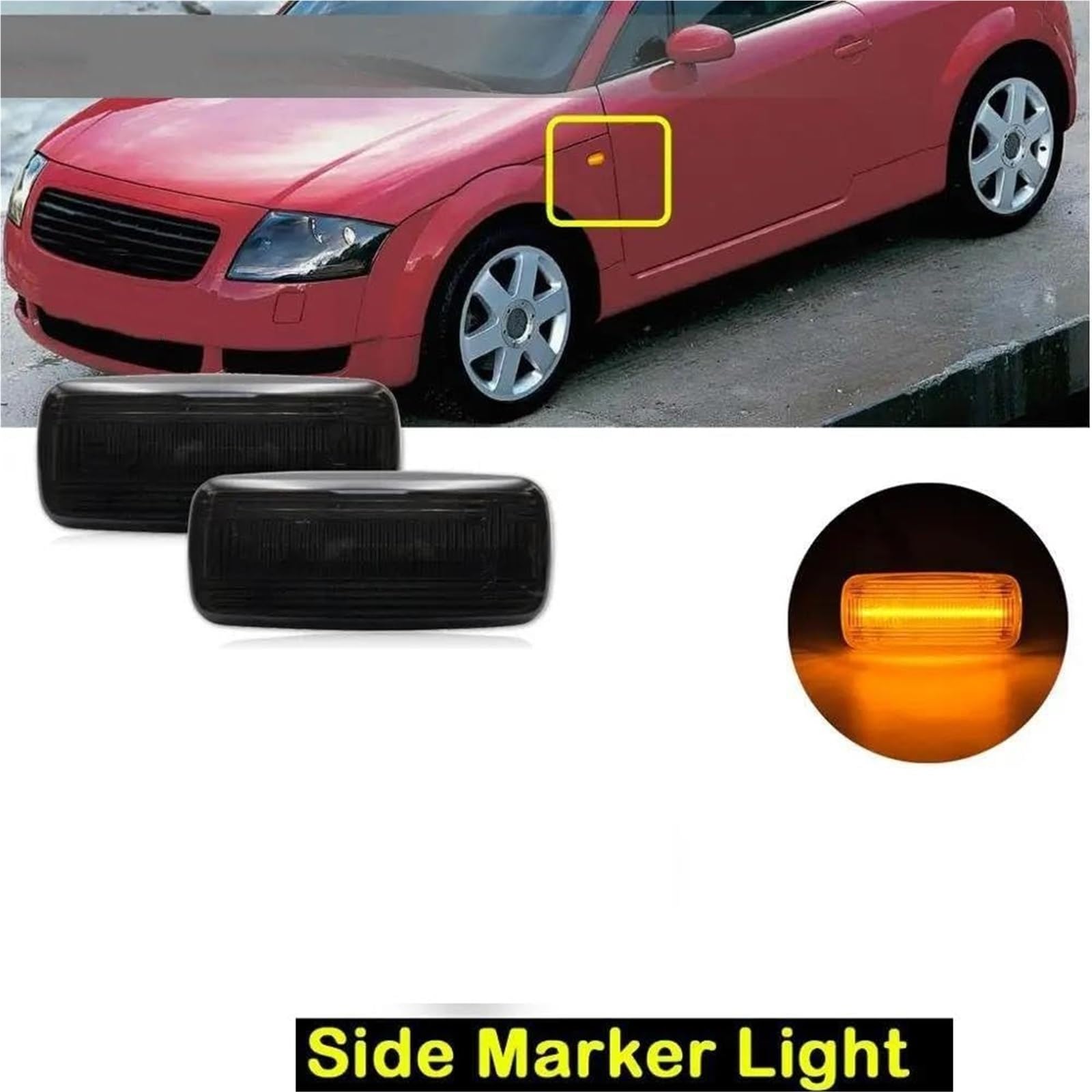 Auto-Seitenlichter Vorne Seite Marker Lampe Drehen für signal Lichter Für A2 A3 A4 A6 A8 TT lichter(Schwarz)