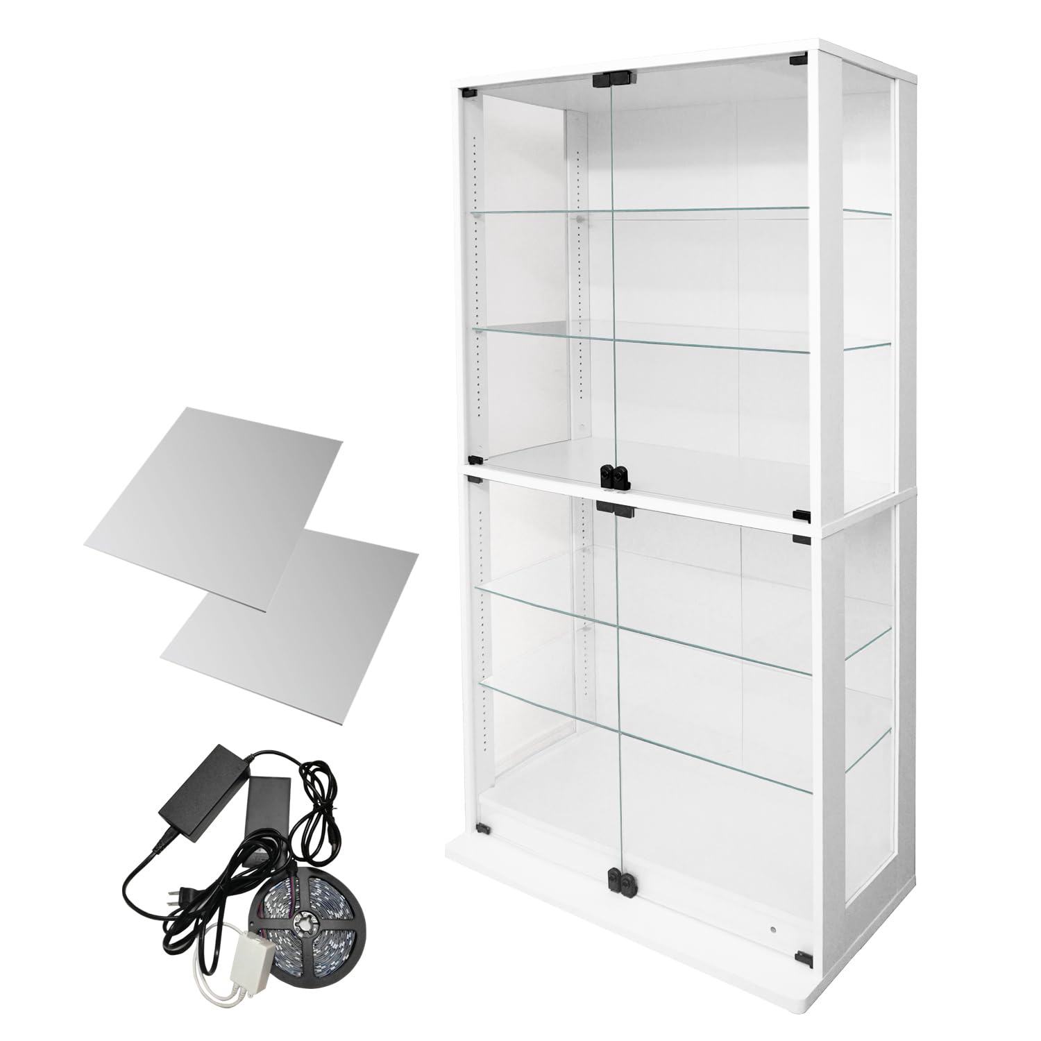 地球家具 コレクションラック DIO ハイタイプ ホワイト 2台セット Amazon.co.jp: 地球家具 コレクションラック DIO 本体 側面ガラス 幅