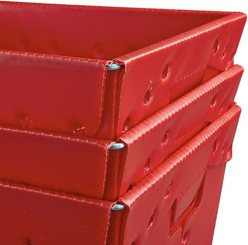 Miniatura 2 de Bolsas de almacenamiento de plástico rojas y contenedores de almacenamiento apilables, contenedores de resistencia industrial para organizar en la