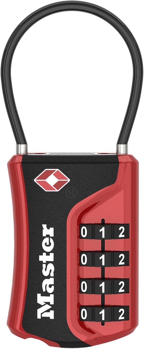 Master Lock Configure su propia combinación, candado para equipaje aprobado por la TSA, rojo, 1 paquete, 4697REDEC
