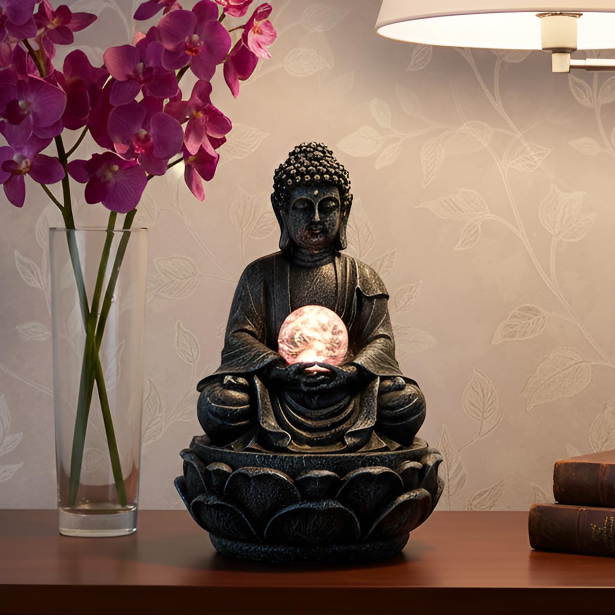 TIED RIBBONS Water Fountain with LED Light for Home Decor Indoor Outdoor Living Room Garden Tabletop and Gifts Multicolour