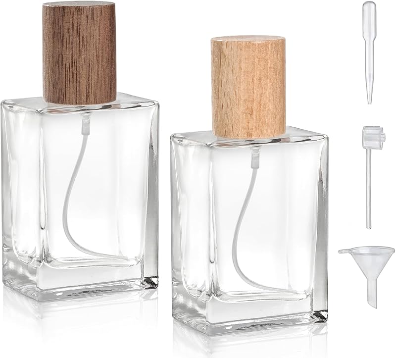 Yerpkefey Frascos de Perfume em Vidro com Spray Recarregáveis 50 mL, Pacote com 2