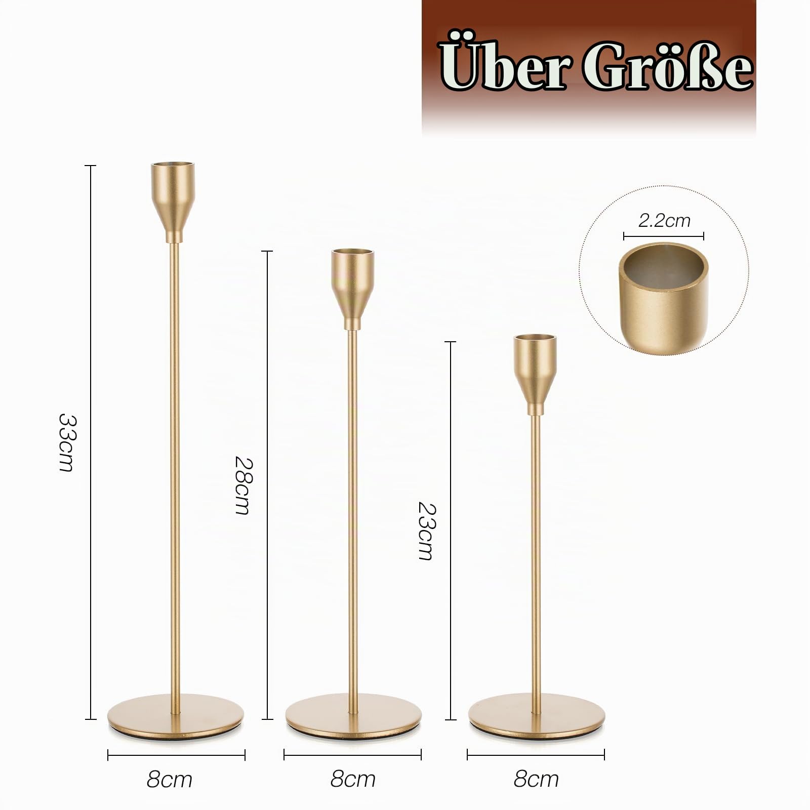 Candeldo Kerzenständer Gold Kerzenhalter Metall: 6er Set Stabkerzenhalter Kerzenleuchter Hochzeit Vintage Kerzenhalter Hoch für Stabkerzen Deko Weihnachten Tisch