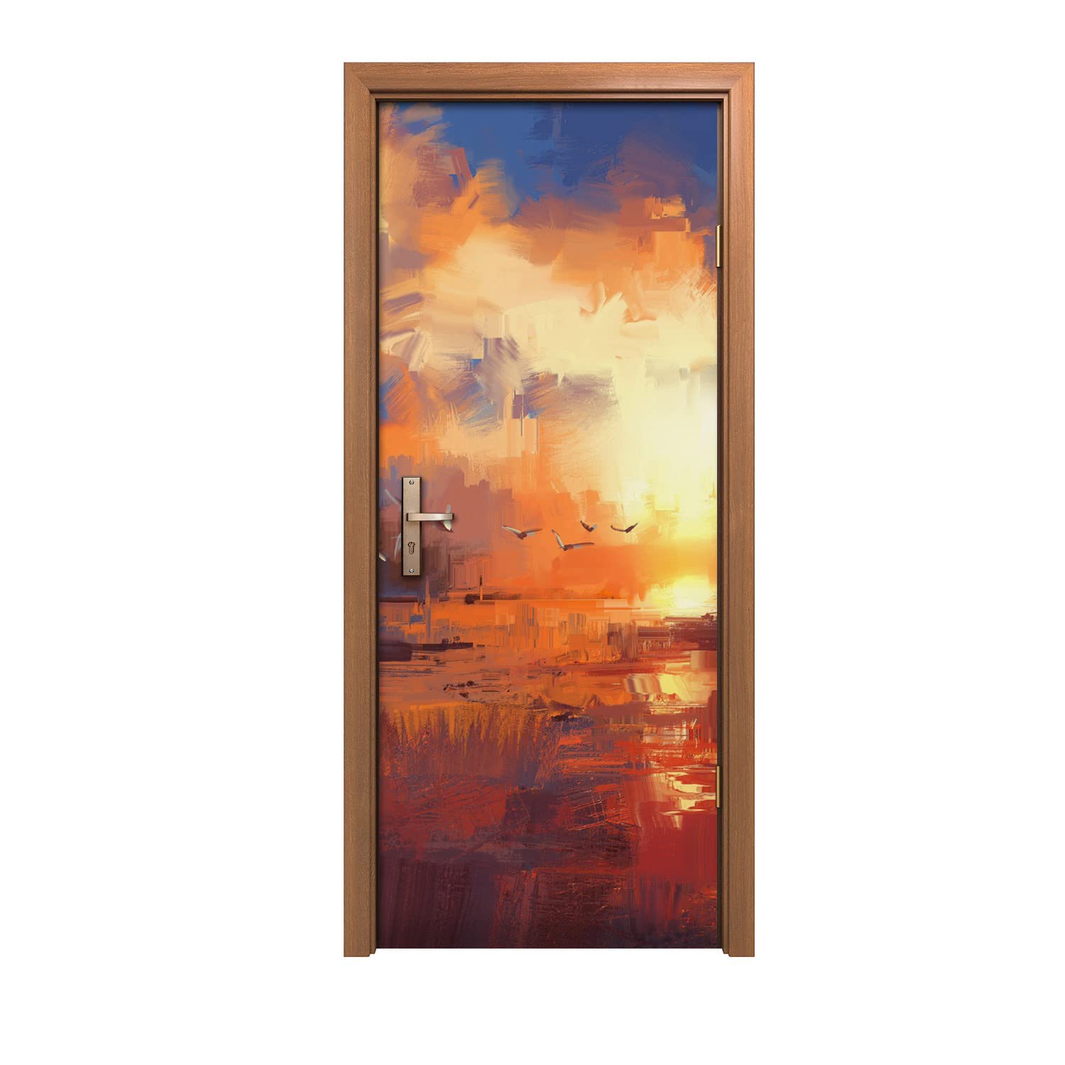 Autocollant de porte coucher de soleil pour créer un salon zen