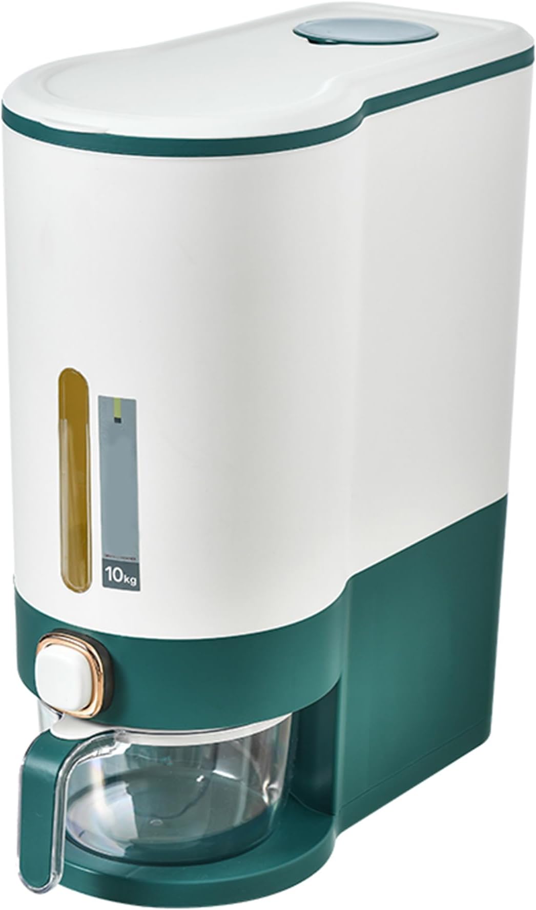 Kuber Industries Kitchen Storage Dispenser| Moisture Proof Dust Proof | Rice Cereal Dal Storage Dispenser Box| Transparent Metering Cylinder| Measurable Cup | 2021 | White