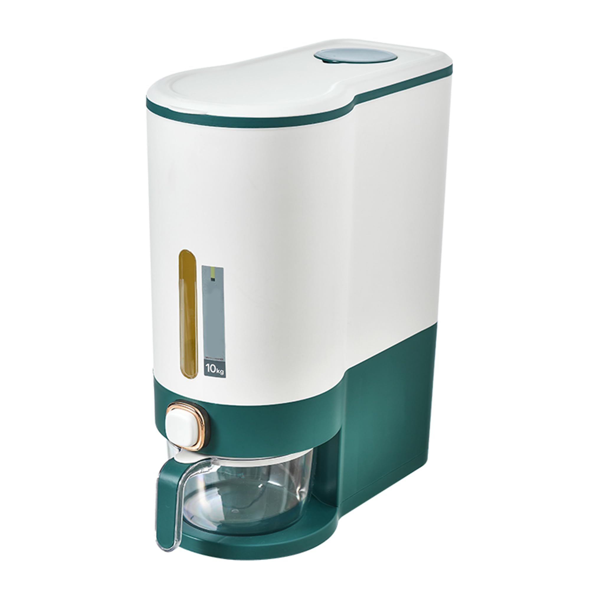 Kuber Industries Kitchen Storage Dispenser| Moisture Proof Dust Proof | Rice Cereal Dal Storage Dispenser Box| Transparent Metering Cylinder| Measurable Cup | 2021 | White