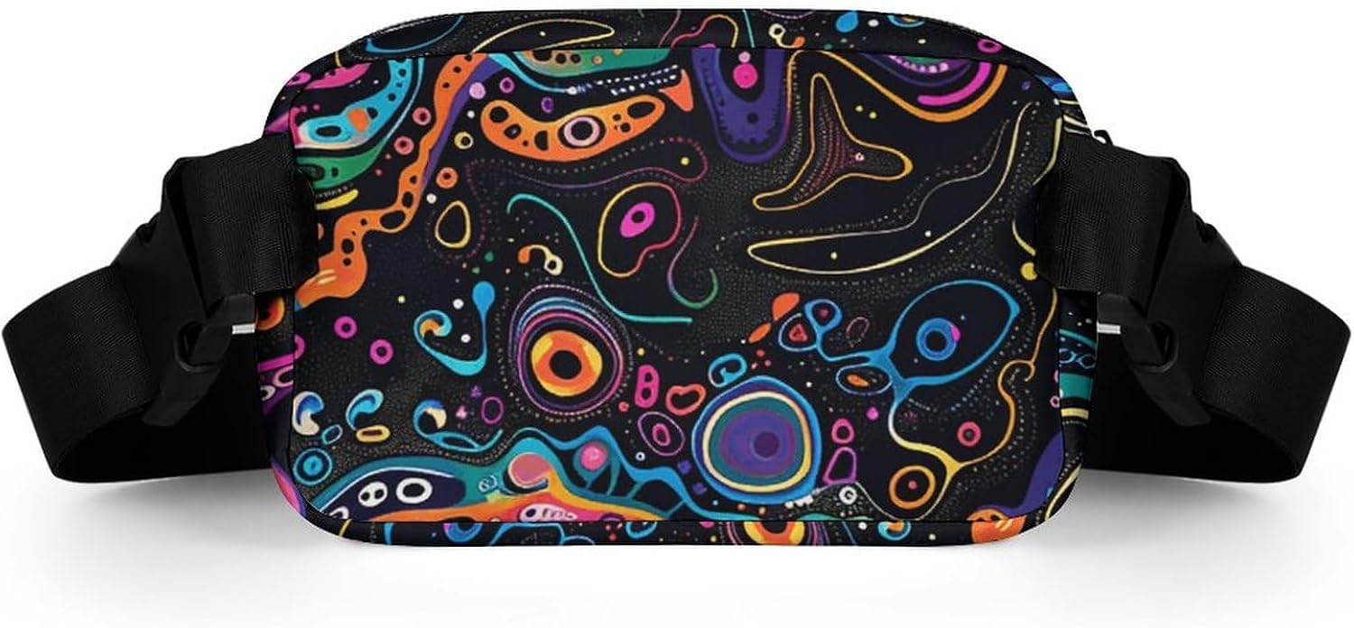 Unisex Waist Bag,Various Shapes of Colors Printed Adjustable Belt Casual Chest Bag Foldable Crossbody Bag Portable Waist Bag for Outdoors Workout Traveling Casual Running image 4
