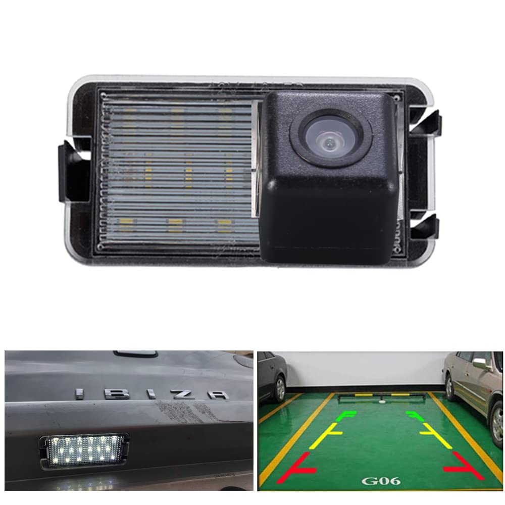 HD Luz de matrícula 170 Gran Angular Vista Posterior Cámara Marcha atrás Compatible con Seat Altea/Arosa/Ibiza 6L/Leon 1M/Facelift/Cordoba MK1 (6K) /Cordoba MK2(6L)/Toledo 5P