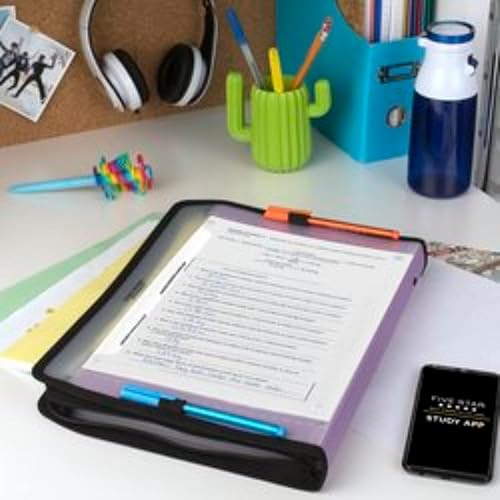 Miniatura 7 de Five Star Organizador de archivos expandible de 7 bolsillos + aplicación de estudio, carpetas de archivos expandibles de plástico con pestañas