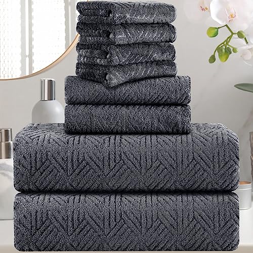 Grey Bath Towels Set, 2 Oversized Large Towels/2 Hand Towels/4 Washcloths,600 Gsm Towel Bathroom Sets, Quick Dry Towel Super Soft Absorbent Shower Towels Luxury Towel Set Bath Hotel Towel Collection #TOP19