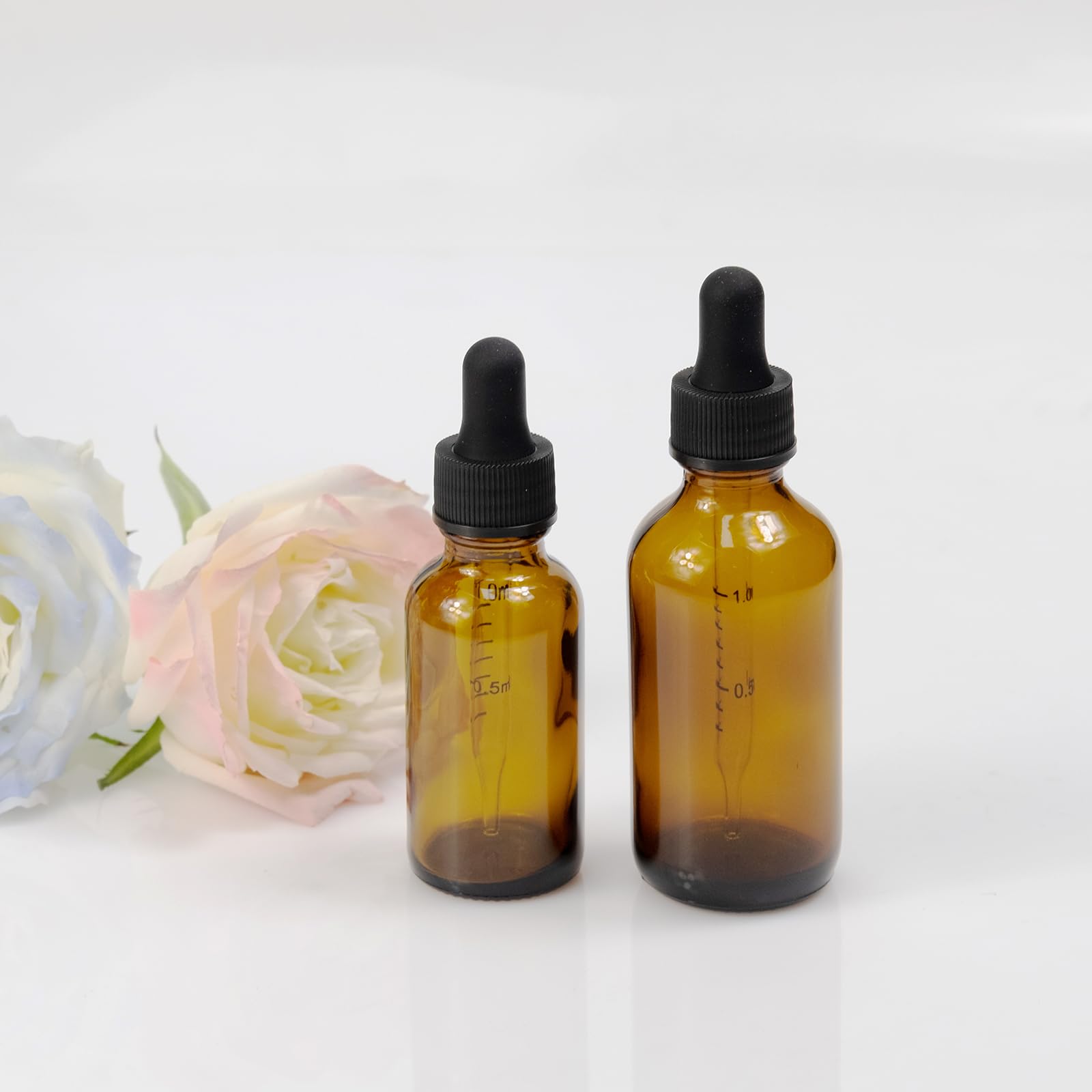 ALWSCI 24 pezzi Bottigliette per Oli Essenziali, Bottiglie 30 mL con Pipetta Marrone Bottiglie Contagocce Vetro per Laboratorio, Olio Essenziale, Aromaterapia
