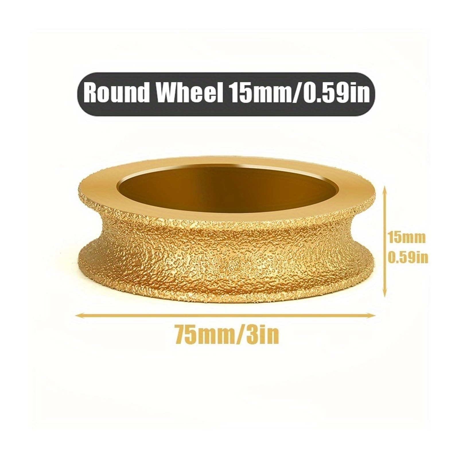 Schleifscheibe für Kantenprofile 1 Stück gelötete Diamant-Rundpolierscheibe, 20 mm Bohrungsdurchmesser, Keramikkantenscheibe(15mm)