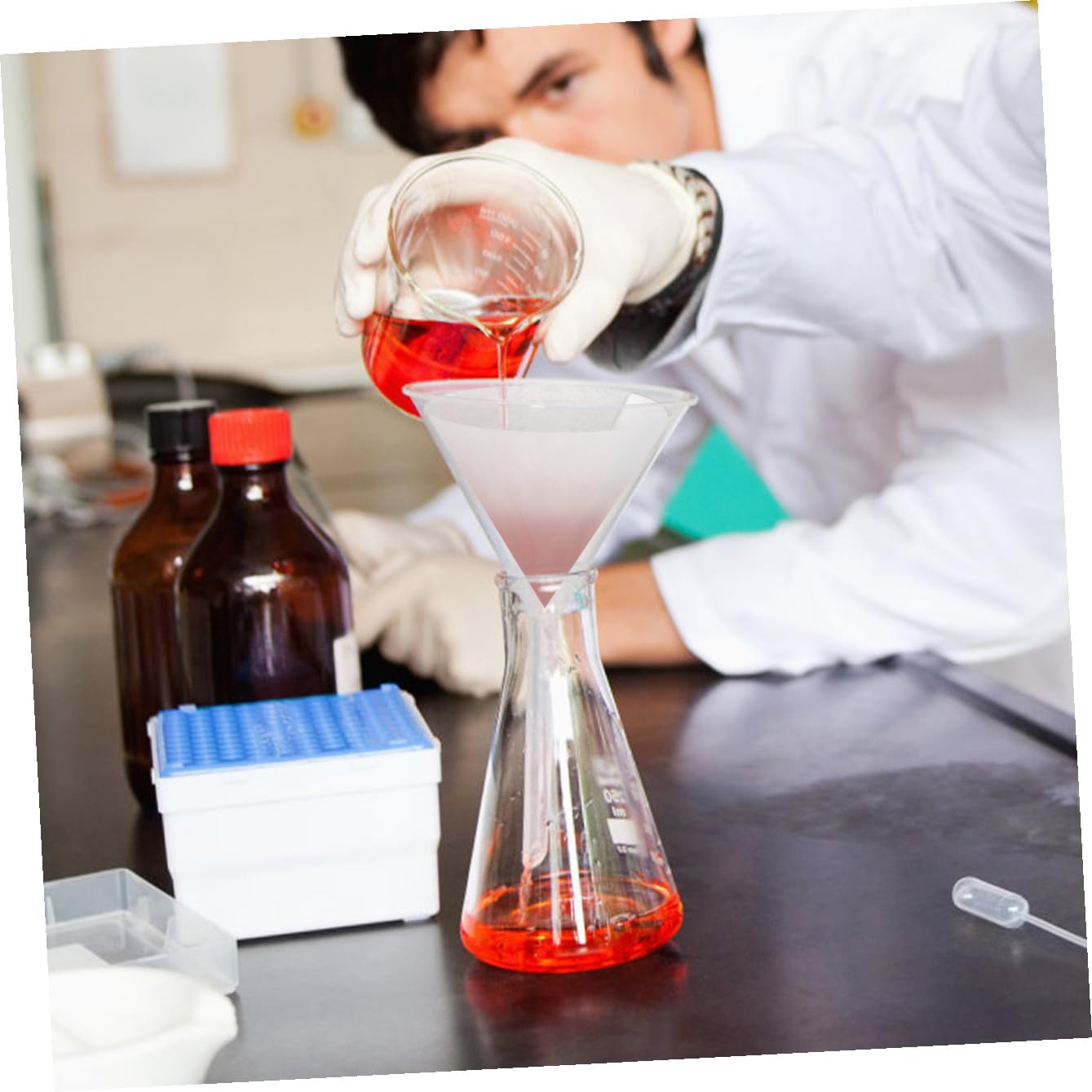 Carta da Filtro Qualitativa 18cm Bianca 100 Pezzi a Flusso Medio | Dischi per Laboratorio, Separa Precipitati Grossolani e Gelatinosi, per Applicazioni Chimiche Generali e Esperimenti