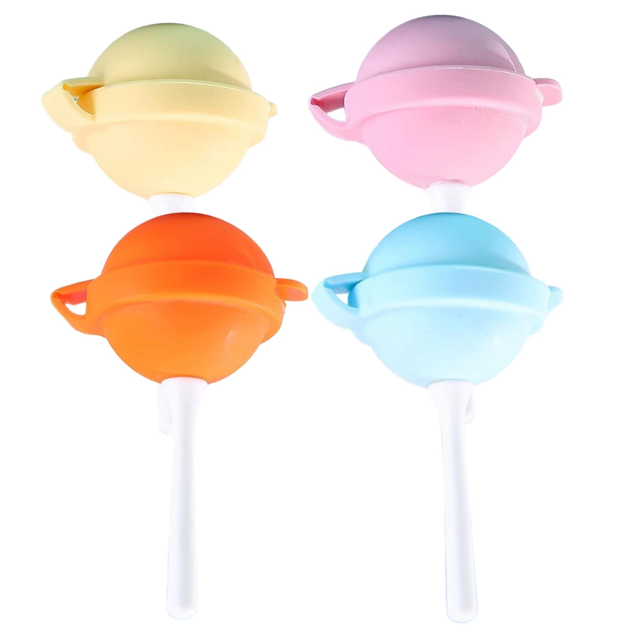 Bemonew Popsicle Maker, 4pcs Lollipop-shaped Popsicle Molds For Kids, Food-grade Silicone & Pp Ice Cream Molds - Yellow, Orange, Blue