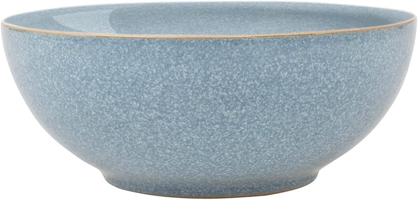 Denby - Elements Blue Coupe Cereal Bowls Set of 4 - Dishwasher Microwave Safe Crockery 820ml 17cm - Blue Ceramic Stoneware Tableware - Chip & Crack Resistant Soup Bowls