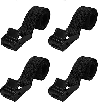 Lashing Straps with Buckles 1" x 2FT 4PCS, High-Strength Webbing, Stronger Snaps, Bevel Cut Ends, Adjustable Tie Down Straps for Tourist Car, Trailer, Truck, Motorcycle, SUP, Kayak, RV