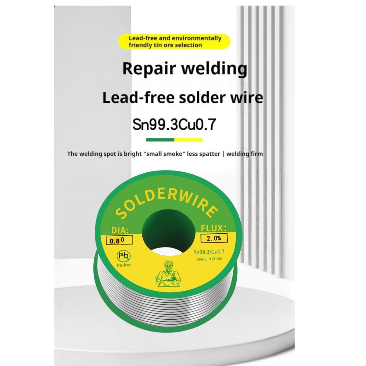 stagno per saldare elettronica, filo a saldare senza piombo, filo di saldatura a nucleo di colofonia, solder wire Con flussante, Sn99.3 Cu0.7, 50g/0.8mm, per saldatura elettrica riparazione,5pcs